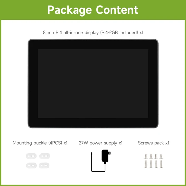 Alt view image 2 of 7 - Waveshare Industrial HMI All-in-one 8inch Touch Display, Compatible with Raspberry Pi 4 (Included), Supports Dual 4K HDMI Output, 10-Point Touch, Aluminum Alloy Case, High-Efficiency Heat Dissipation