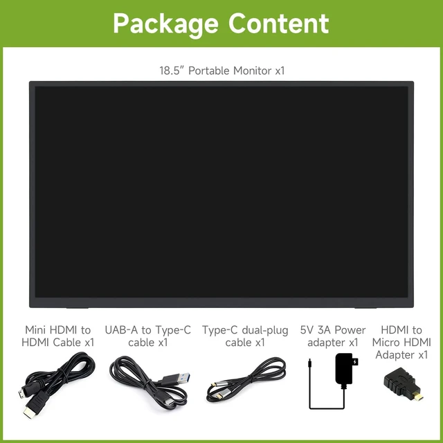 Alt view image 2 of 7 - waveshare Luckfox 18.5inch Portable Monitor with Stand, IPS Screen, 120Hz High Refresh Rate, Mini HDMI Interface, 1920 × 1080 Full HD, 178° Viewing Angle, ABS Case, Supports HDR, No Touch