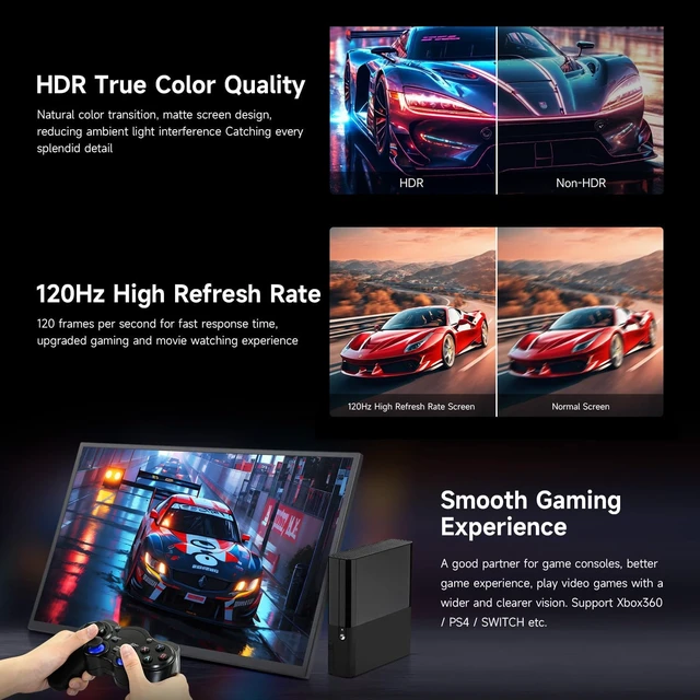 Alt view image 6 of 7 - waveshare Luckfox 18.5inch Portable Monitor with Stand, IPS Screen, 120Hz High Refresh Rate, Mini HDMI Interface, 1920 × 1080 Full HD, 178° Viewing Angle, ABS Case, Supports HDR, No Touch