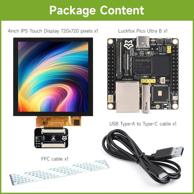 Alt view image 2 of 7 - Waveshare Luckfox Pico Ultra RV1106 Linux Micro Development Board, Integrates ARM Cortex-A7/RISC-V MCU/NPU/ISP Processors, Without Wireless, Includes a 720X720 4inch Touch Display