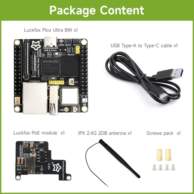 Alt view image 2 of 7 - Waveshare Luckfox Pico Ultra RV1106 Linux Micro Development Board, Integrates ARM Cortex-A7/RISC-V MCU/NPU/ISP Processors, with Wireless, Includes PoE Module