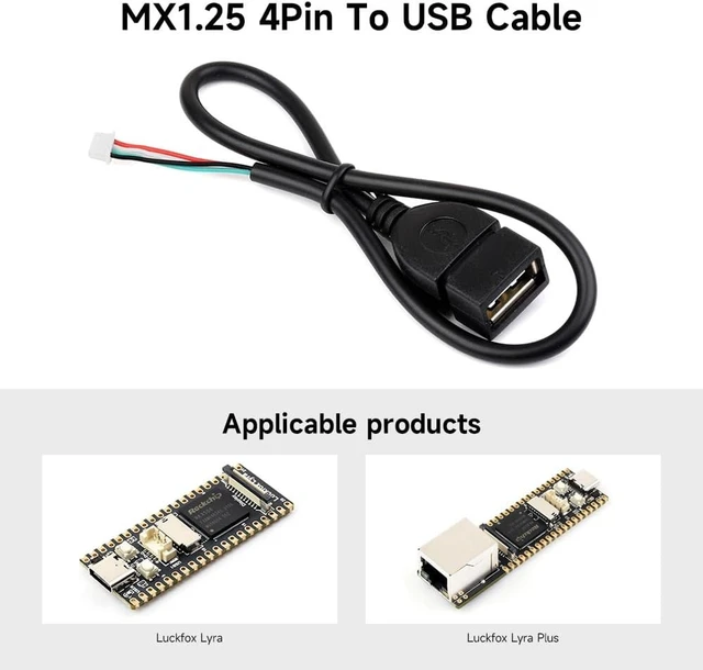 Alt view image 3 of 5 - waveshare 2pcs MX1.25 4Pin to USB Cable, USB Type-A Female Port, Approx. 30cm Total Length