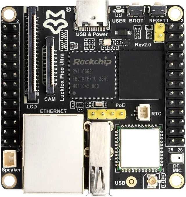 Main image of Waveshare Luckfox Pico Ultra RV1106 Linux Micro Development Board, Integrates ARM Cortex-A7/RISC-V MCU/NPU/ISP Processors, with Wireless, Includes a 480X480 4inch Touch Display