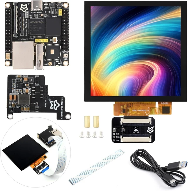 Main image of Waveshare Luckfox Pico Ultra RV1106 Linux Micro Development Board, Integrates ARM Cortex-A7/RISC-V MCU/NPU/ISP Processors, Without Wireless, Includes PoE Module and 720X720 4inch Touch Display