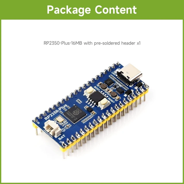 Alt view image 2 of 7 - Waveshare RP2350-Plus Development Board, A Low-Cost, High-Performance Pico-Like MCU Board Based On Raspberry Pi RP2350A Dual-core & Dual-Architecture Microcontroller, with Pre-Solder Header, 16MB