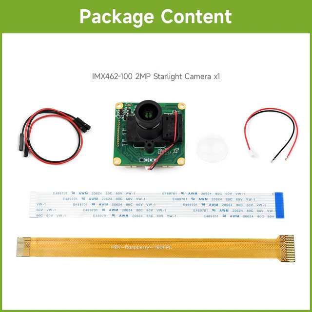 Alt view image 2 of 7 - Waveshare IMX462 2MP IR-Cut Camera, Compatible with Raspberry Pi 5/4B/3B/Zero/Zero W/Zero 2W, and Jetson Series, Starlight Camera Sensor, Onboard ISP, Fixed-Focus, 100.0° FOV