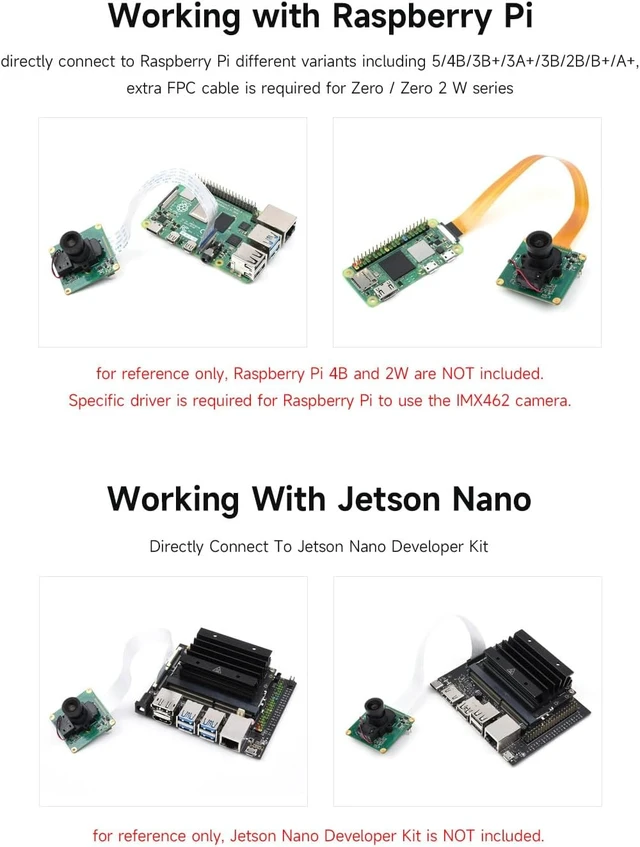 Alt view image 6 of 7 - Waveshare IMX462 2MP IR-Cut Camera, Compatible with Raspberry Pi 5/4B/3B/Zero/Zero W/Zero 2W, and Jetson Series, Starlight Camera Sensor, Onboard ISP, Fixed-Focus, 100.0° FOV