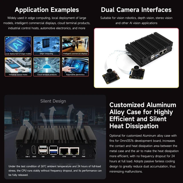 Alt view image 7 of 7 - Waceshare Luckfox Core3576 Edge Computing Development Board, Rockchip RK3576 Octa-Core 2.2GHz Processor, Features A Big.Little Architecture, 6 Tops Computing Power NPU, 4GB RAM, 32GB eMMC Flash