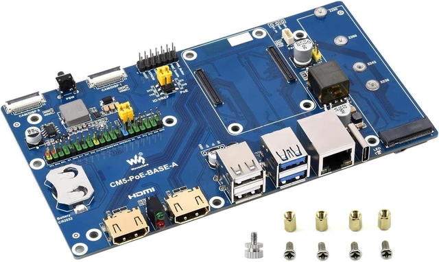 Main image of Waveshare Compute Module 5 IO Board, Compatible with All Variants of Raspberry Pi CM5, with PoE Feature, Single Board Only