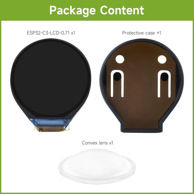 Alt view image 2 of 6 - Waveshare ESP32-C3 0.71inch Round Display Development Board, 160×160 Resolution, Based on ESP32-C3 Single-core Processor, SPI Interface Display, ESP32 with Display, with Protective case