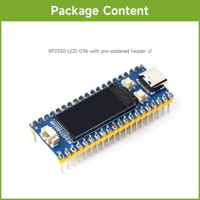 Alt view image 2 of 7 - Waveshare RP2350-LCD-0.96 Development Board, with 0.96inch Display, 160×80 Resolution, Based On Raspberry Pi RP2350A Dual-core & Dual-Architecture Microcontroller, with Pre-soldered Header