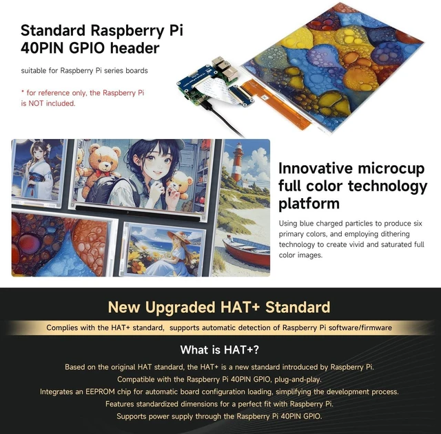 Alt view image 7 of 7 - Waveshare 13.3inch E Ink Spectra 6 (E6) Full Color E-Paper Display, 1600×1200, SPI, Raw E-Ink Display, Without Driver Board