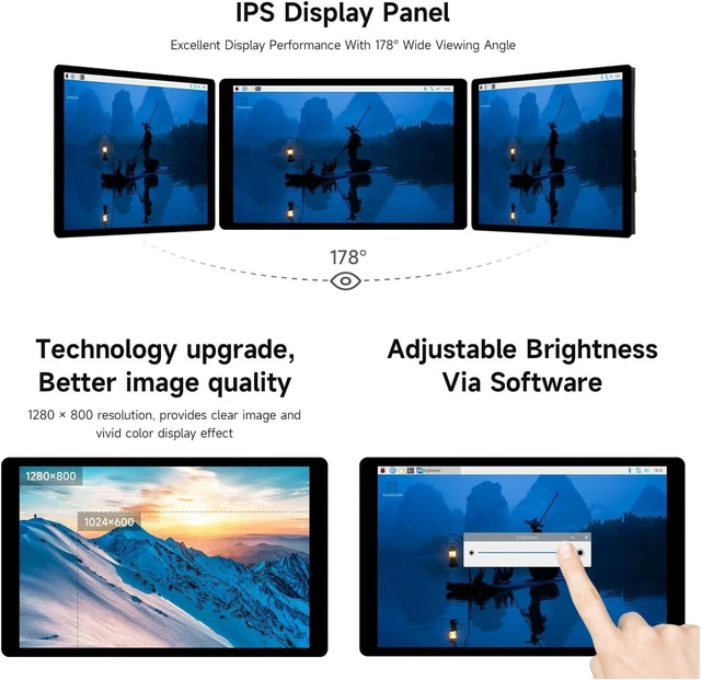 Alt view image 5 of 7 - waveshare 7inch DSI Capacitive Touch Display 2, Compatible with Raspberry Pi 5/4B/3B/CM3/3+/4, 1280 × 800 Resolution, IPS, Optical Bonding Toughened Glass Panel, DSI Interface, 10-Point Touch