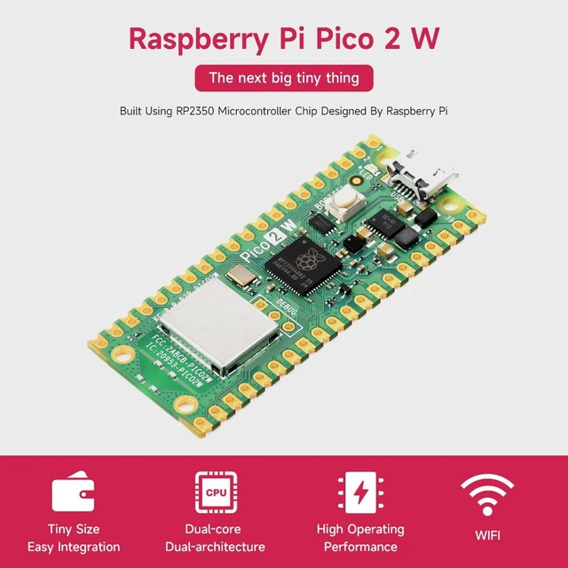 Alt view image 2 of 6 - Waveshare Raspberry-Pi-Pico-2W-CC, Compatible with Raspberry Pi Pico 2 Microcontroller Board, Based On Official RP2350 Chip, Dual-Core & Dual-Architecture Design