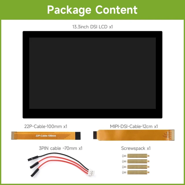 Alt view image 2 of 7 - waveshare 13.3inch High Resolution DSI Capacitive Touch Display, Compatible with Raspberry Pi 5/4B/3B/CM3/3+/4, 1920 × 1080, IPS, DSI Interface, 10-Point Touch, Full Metal Back Panel