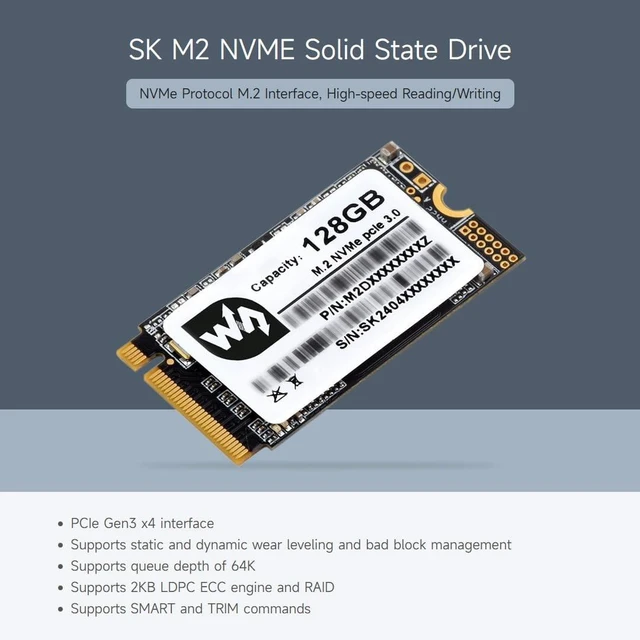 Alt view image 3 of 6 - Waveshare 256GB Solid State Drive, SK M2 NVME 2242, 3D TLC Flash Memory, High-Speed Reading/Writing, More Reliable & Durable-256GB