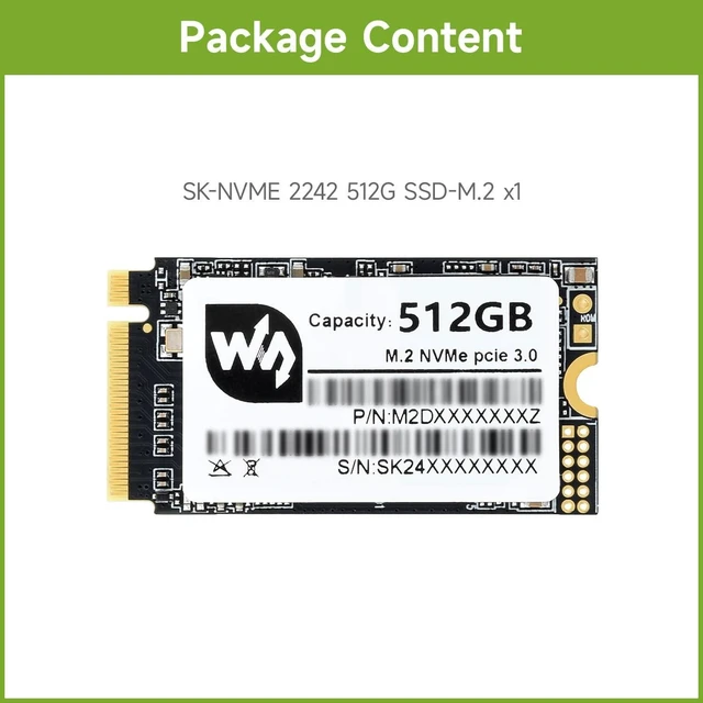Alt view image 2 of 7 - waveshare 512GB Solid State Drive, SK M2 NVME 2242, 3D TLC Flash Memory, High-Speed Reading/Writing, More Reliable & Durable-512GB