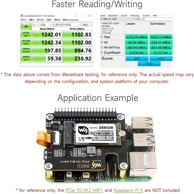 Alt view image 6 of 6 - Waveshare 256GB Solid State Drive, SK M2 NVME 2242, 3D TLC Flash Memory, High-Speed Reading/Writing, More Reliable & Durable-256GB
