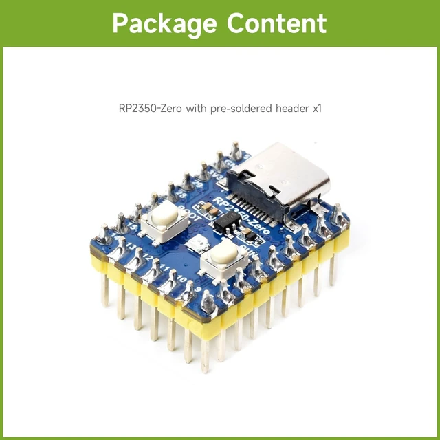 Alt view image 2 of 7 - Waveshare RP2350-Zero Mini Development Board, Raspberry Pi Microcontroller Development Board, Based On Raspberry Pi Dual-core & Dual-Architecture Microcontroller, with Pre-Solder Header