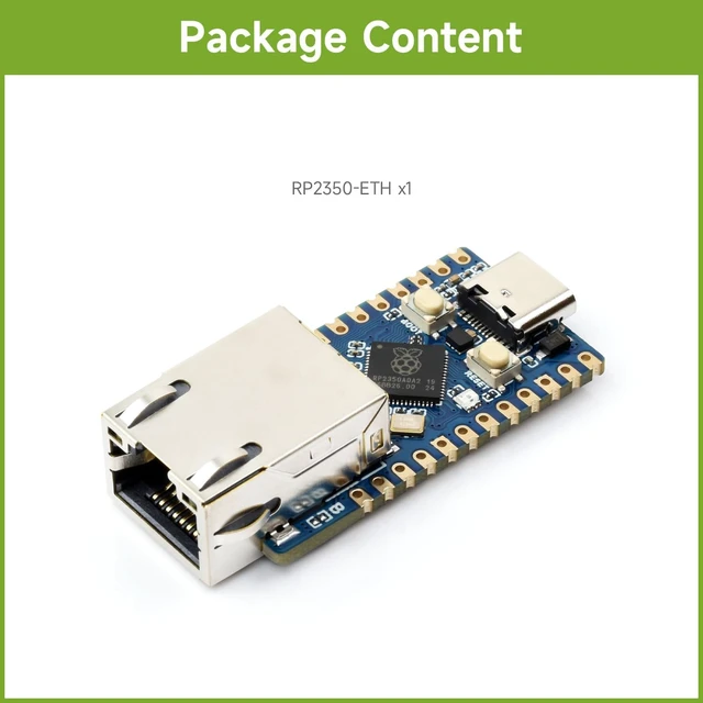 Alt view image 2 of 7 - Waveshare RP2350-ETH Mini Development Board, RP2350 Ethernet Port Module, Raspberry Pi Microcontroller Development Board, Based on Official P2350 Dual-core & Dual-Architecture Microcontroller