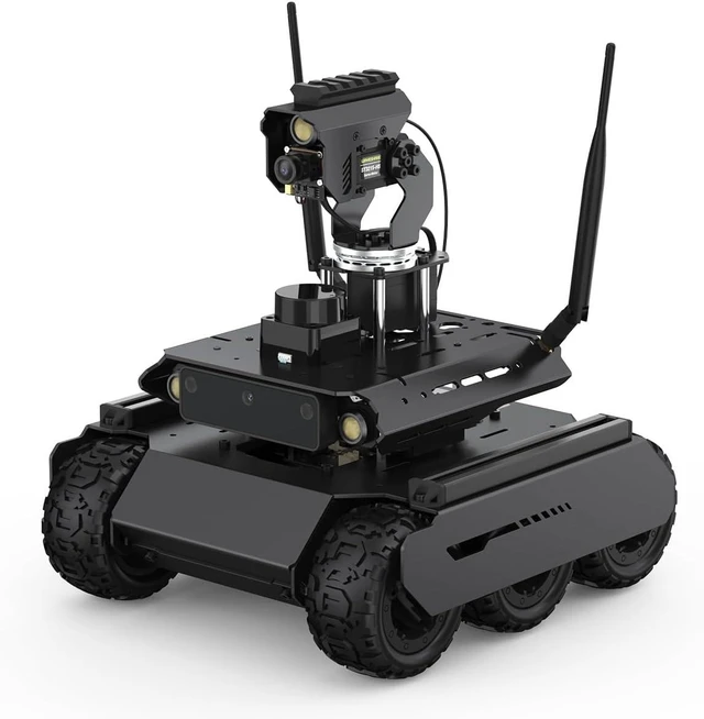 Main image of Waveshare UGV Rover ROS 2 Open-Source 6 Wheels 4WD AI Robot, Compatible with Jetson Orin Nano/NX, Dual Controllers, with Multi-Functional Driver Board and 360° Flexible Omnidirectional Pan-Tilt