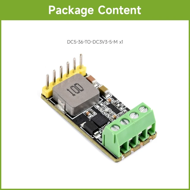 Alt view image 2 of 5 - Waveshare DC-DC Buck Mini Module, Compact Size and Easy to Integrate, Configurable 3.3V Or 5V Buck Voltage Regulation Output, Immersion Gold Process, with Header and Terminal