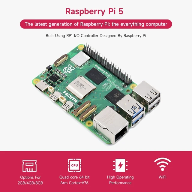 Alt view image 3 of 7 - Waveshare PI5-8GB AI Kit, Compatible with Raspberry Pi 5, Bundle with Raspberry Pi 5 8GB, Raspberry Pi AI HAT+ 13T, PI5-IMX219-77 Camera, Cooler, 64GB TF Card, Cable and so on (9 Items)