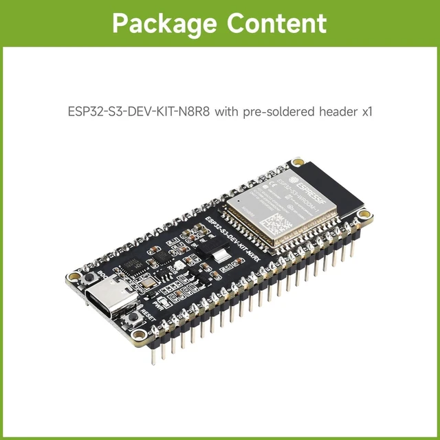 Alt view image 2 of 7 - Waveshare ESP32-S3 Microcontroller 2.4GHz Wi-Fi Development Board Onboard ESP32-S3-WROOM-1-N8R8 Module Dual Core Processor Supports ESP-IDF MicroPython with Pre-Soldered Header Version