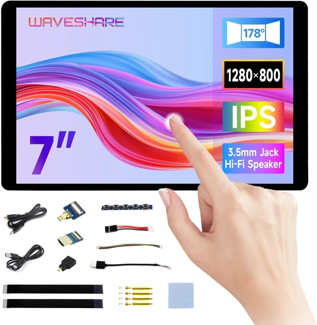 Main image of waveshare 7inch Wide Color Gamut Capacitive Touch Display, Compatible with Raspberry Pi 5/4B/3B/Zero/Zero W/Zero 2W/Pico/Pico, Supports Windows 11/10/8.1/8/7 and Jetson Nano/TX2/Xavier N/Orin