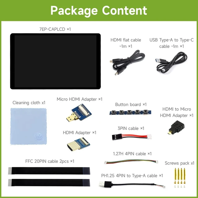 Alt view image 2 of 7 - waveshare 7inch Wide Color Gamut Capacitive Touch Display, Compatible with Raspberry Pi 5/4B/3B/Zero/Zero W/Zero 2W/Pico/Pico, Supports Windows 11/10/8.1/8/7 and Jetson Nano/TX2/Xavier N/Orin