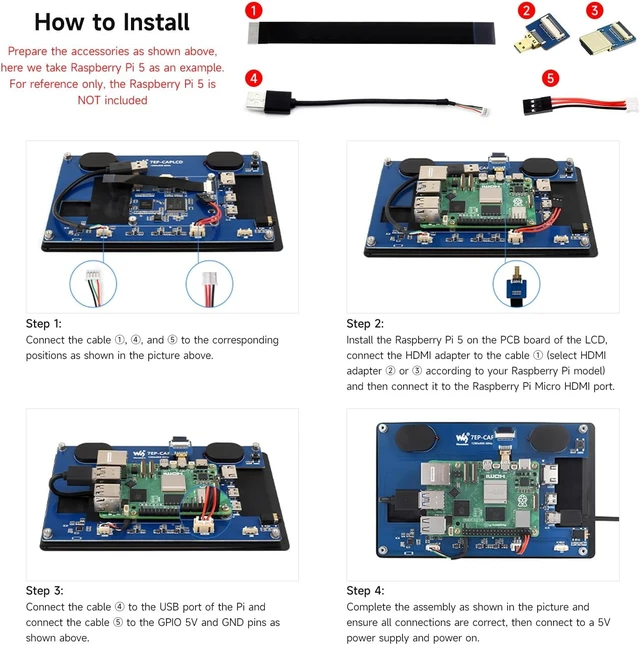 Alt view image 5 of 7 - waveshare 7inch Wide Color Gamut Capacitive Touch Display, Compatible with Raspberry Pi 5/4B/3B/Zero/Zero W/Zero 2W/Pico/Pico, Supports Windows 11/10/8.1/8/7 and Jetson Nano/TX2/Xavier N/Orin