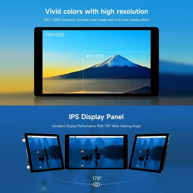 Alt view image 5 of 7 - Waveshare 5inch DSI Capacitive Touch Display, Compatible with Raspberry Pi 5/4B/3B/CM3/3+/4, 720 × 1280, IPS, Optical Bonding Toughened Glass Panel, DSI Interface, 5-Point Touch
