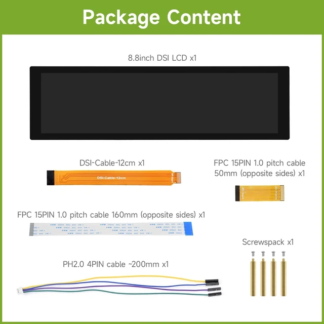 Alt view image 2 of 7 - waveshare 8.8inch DSI Capacitive Touch Display, Compatible with Raspberry Pi 5/4B/3B/CM3/3+/4 480 × 1920, IPS, Optical Bonding Toughened Glass Panel, DSI Interface, 10-Point Touch