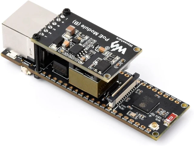 Main image of Waveshare ESP32-S3 ETH Development Board, 10/100Mbps RJ45 Ethernet Port, Wi-Fi & BT Support, 240MHz Dual Core Processor, Onboard Type-C Port and TF Card Slot, PoE Module