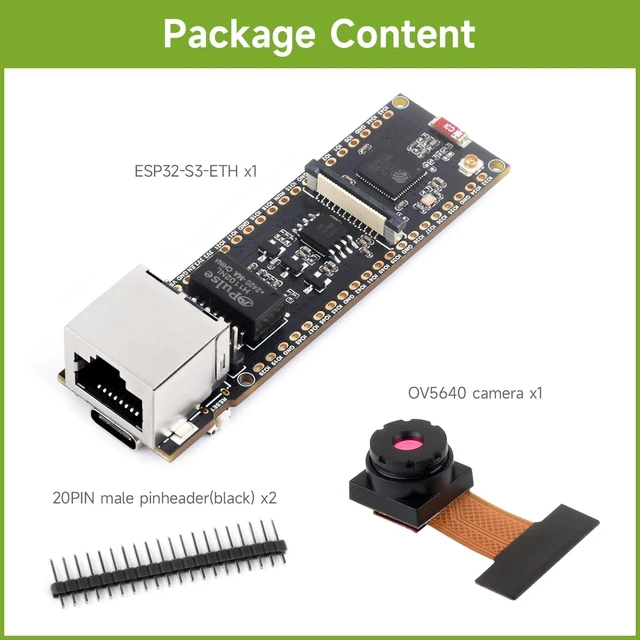 Alt view image 2 of 7 - Waveshare ESP32-S3 ETH Development Board, 10/100Mbps RJ45 Ethernet Port, Wi-Fi & BT Support, 240MHz Dual Core Processor, Onboard Type-C Port and TF Card Slot, OV2640 Camera