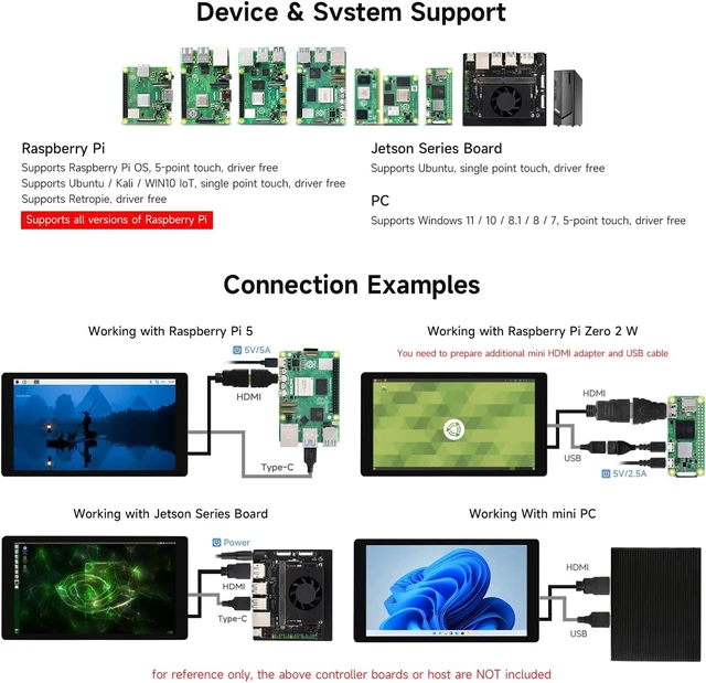 Alt view image 4 of 6 - waveshare 5inch Capacitive Touch Display, Compatible with Raspberry Pi 5/4B/3B/Zero/Zero W/Zero 2W/Pico/Pico W/Pico WH, Supports Windows 11/10/8.1/8/7, Support Jetson Nano/Jetson Orin Nano