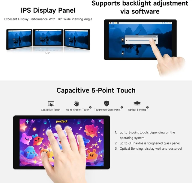 Alt view image 5 of 6 - waveshare 5inch Capacitive Touch Display, Compatible with Raspberry Pi 5/4B/3B/Zero/Zero W/Zero 2W/Pico/Pico W/Pico WH, Supports Windows 11/10/8.1/8/7, Support Jetson Nano/Jetson Orin Nano