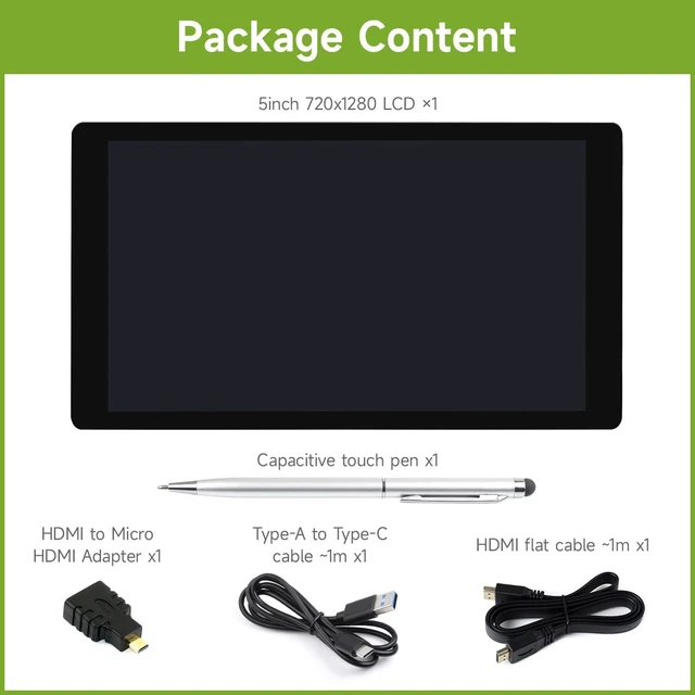 Alt view image 2 of 6 - waveshare 5inch Capacitive Touch Display, Compatible with Raspberry Pi 5/4B/3B/Zero/Zero W/Zero 2W/Pico/Pico W/Pico WH, Supports Windows 11/10/8.1/8/7, Support Jetson Nano/Jetson Orin Nano