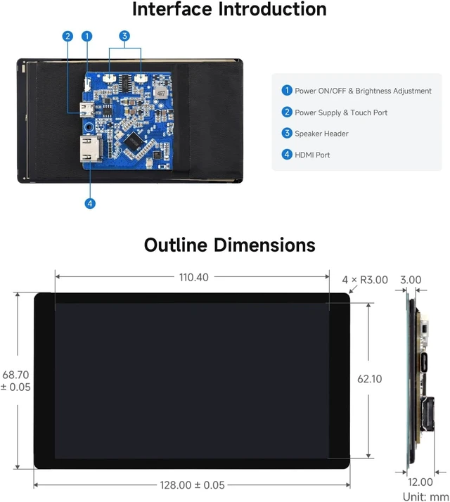 Alt view image 6 of 6 - waveshare 5inch Capacitive Touch Display, Compatible with Raspberry Pi 5/4B/3B/Zero/Zero W/Zero 2W/Pico/Pico W/Pico WH, Supports Windows 11/10/8.1/8/7, Support Jetson Nano/Jetson Orin Nano