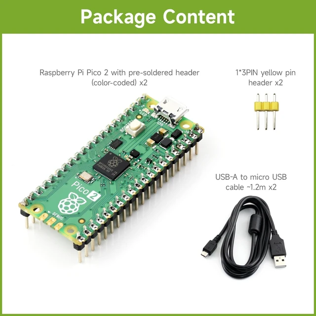 Alt view image 2 of 7 - Waveshare 2PCS Raspberry-Pi-Pico-2-CC, Compatible with Raspberry Pi Pico 2 Microcontroller Board, Based On Official RP2350 Chip, Dual-Core & Dual-Architecture Design, 3 Items, 2PCS Version
