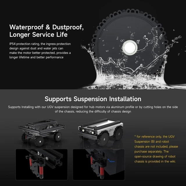 Alt view image 7 of 7 - Waveshare DDSM400 Direct Drive Servo Motor, Wide Speed Range Adjustable, Low Noise, All-in-One Design, Hub Motor, Supports Suspension Installation, Suitable for RC Car Robot DIY