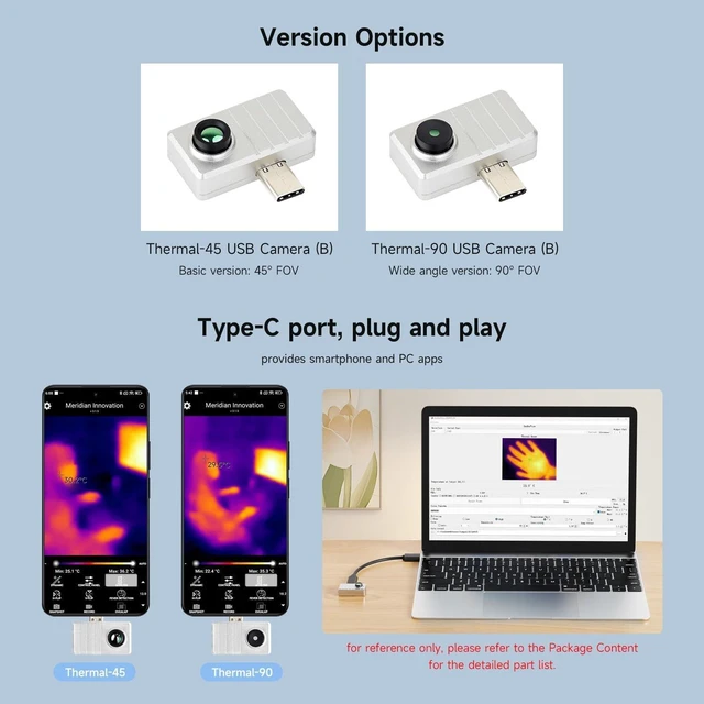 Alt view image 4 of 6 - Waveshare Smartphone IR Thermal Imaging Camera (B), Type-C Port, Plug and Play, Comes with Aluminum Alloy Case, 90° FOV