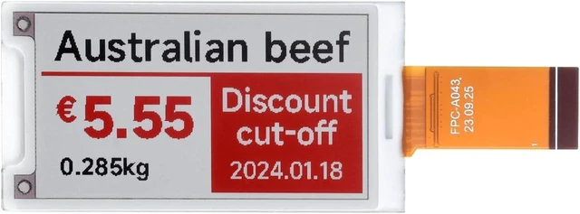 Main image of Waveshare 2.15inch E-Paper Display (B), E-Ink Display, 296x160, Red/Black/White, SPI Interface, Raw E-Paper Only, Without Driver Board