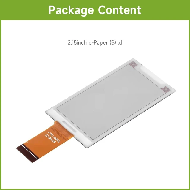 Alt view image 2 of 7 - Waveshare 2.15inch E-Paper Display (B), E-Ink Display, 296x160, Red/Black/White, SPI Interface, Raw E-Paper Only, Without Driver Board