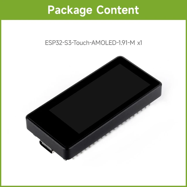 Alt view image 2 of 7 - Waveshare ESP32-S3 1.91inch AMOLED Display Development Board, 240×536, 32-bit LX7 Dual-core Processor, Up to 240MHz Frequency, with Touch Function, with Pre-Solder Header