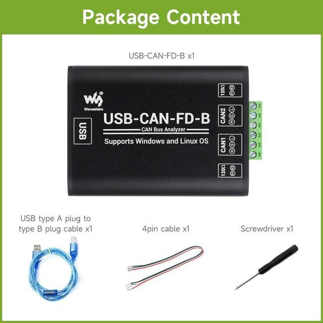 Alt view image 2 of 7 - Waveshare Industrial Grade CAN/CAN FD Bus Data Analyzer, USB to CAN FD Adapter, CAN/CAN FD Bus Communication Interface Card, CAN/CAN FD Protocol Data Analyzer, Support Windows and Linux