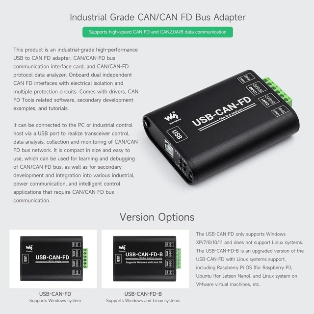 Alt view image 3 of 7 - Waveshare Industrial Grade CAN/CAN FD Bus Data Analyzer, USB to CAN FD Adapter, CAN/CAN FD Bus Communication Interface Card, CAN/CAN FD Protocol Data Analyzer, Support Windows and Linux