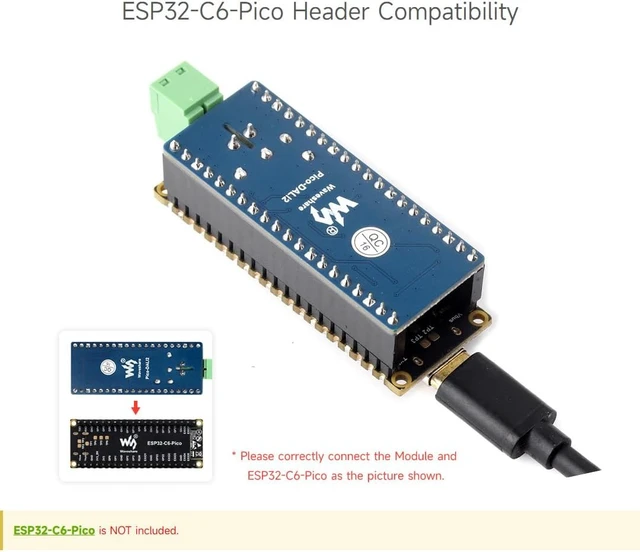 Alt view image 4 of 7 - Waveshare DALI2 Expansion Module for ESP32-Pico Series Boards, Supports DALI Communication for Customized Control of Multiple Lighting Groups
