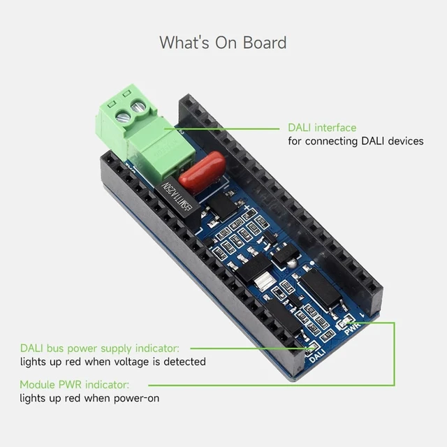Alt view image 5 of 7 - Waveshare DALI2 Expansion Module for ESP32-Pico Series Boards, Supports DALI Communication for Customized Control of Multiple Lighting Groups