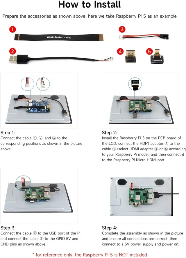 Alt view image 5 of 7 - waveshare 10.1inch High Resolution Capacitive Touch Display, Compatible with Raspberry Pi 5/4B/3B/Zero/Zero W/Zero 2W/Pico/Pico, Supports Windows and Jetson Nano, IPS Display, 10-Point Touch